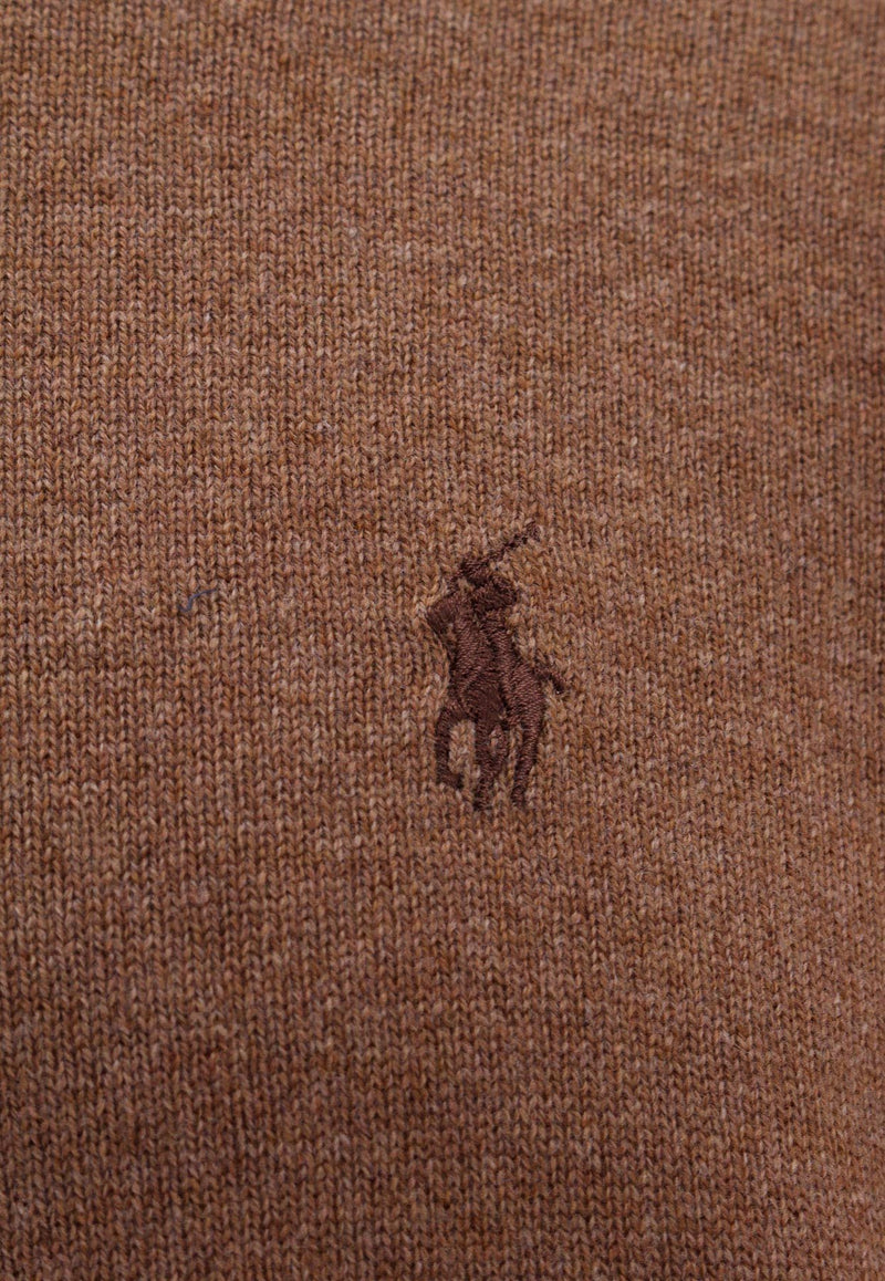 Polo Ralph Lauren Logo Embroidered Wool Sweater Brown 710876714_012_Brown_29840371