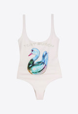 Tory Burch Swan Print One-Piece Swimsuit White 167535_423_White_29839632