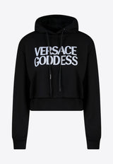 Versace Logo Print Cropped Hooded Sweatshirt Black 10090601A06603_1B000_Black_29841965