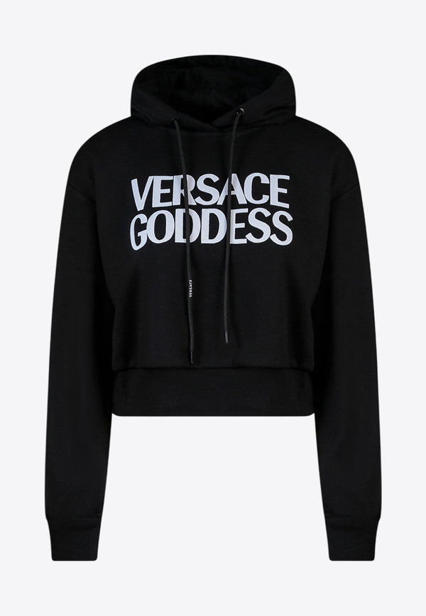 Versace Logo Print Cropped Hooded Sweatshirt Black 10090601A06603_1B000_Black_29841965