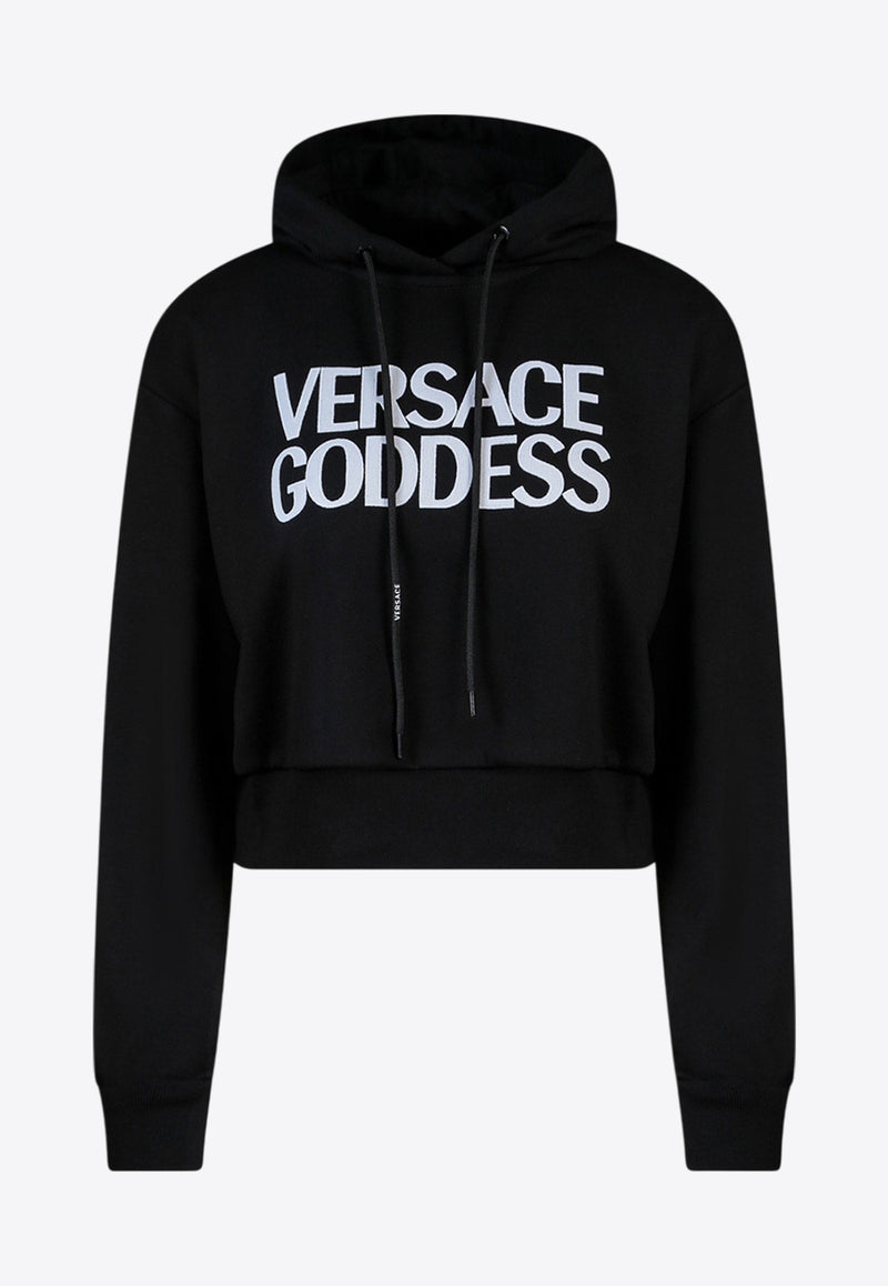 Versace Logo Print Cropped Hooded Sweatshirt Black 10090601A06603_1B000_Black_29841965