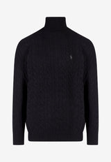 Polo Ralph Lauren Cable Knit Turtleneck Logo Sweater Black 710876836_002_Black_29839552
