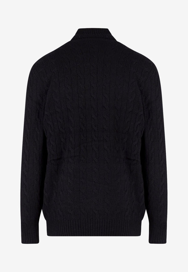 Polo Ralph Lauren Cable Knit Turtleneck Logo Sweater Black 710876836_002_Black_29839552