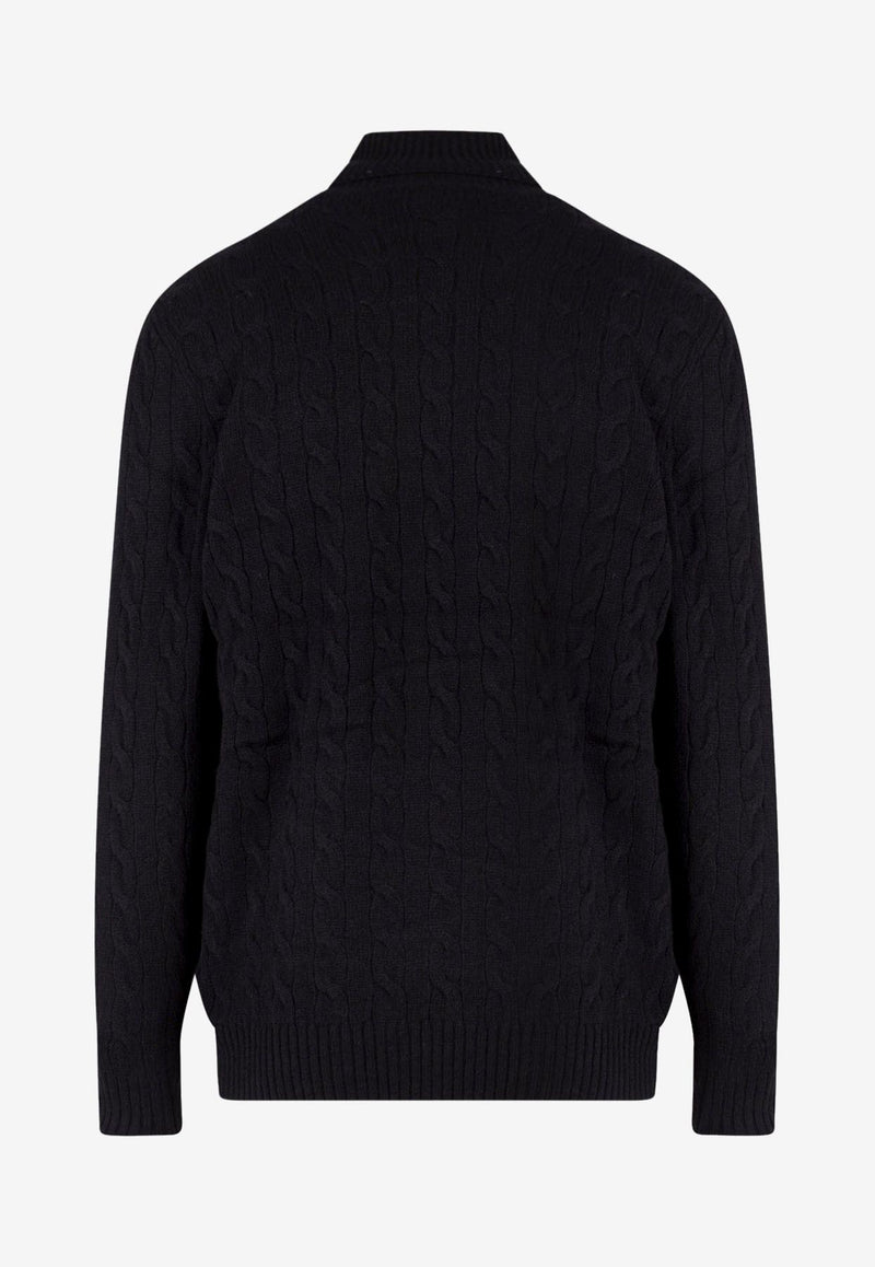 Polo Ralph Lauren Cable Knit Turtleneck Logo Sweater Black 710876836_002_Black_29839552