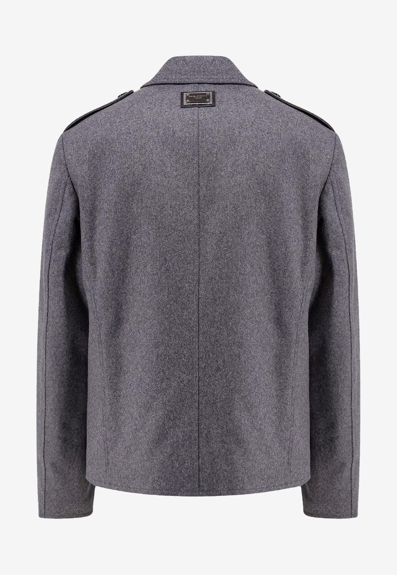Dolce & Gabbana Double-Breasted Wool Blend Pea Coat Gray G046WTHUMUB_S8290_OneColor_29846047