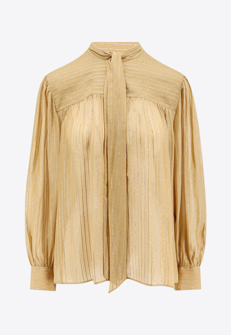 Chloè Silk Blouse with Frontal-Bow Beige C24AHT7001_736_Beige_29847052