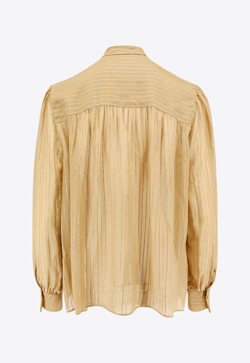 Chloè Silk Blouse with Frontal-Bow Beige C24AHT7001_736_Beige_29847052