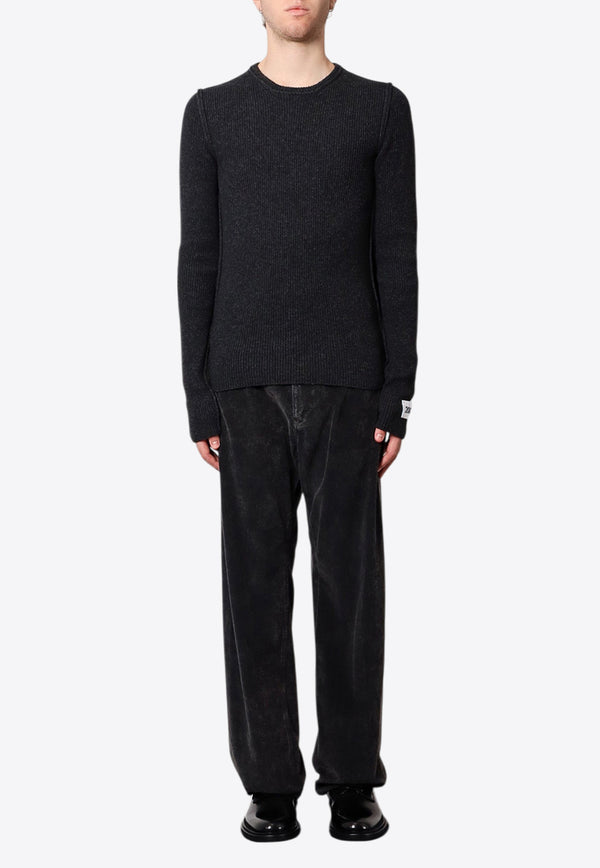 Dolce & Gabbana Ribbed Knit Wool Blend Sweater Gray GXX64TJFMDZ_S8292_Grey_29845120