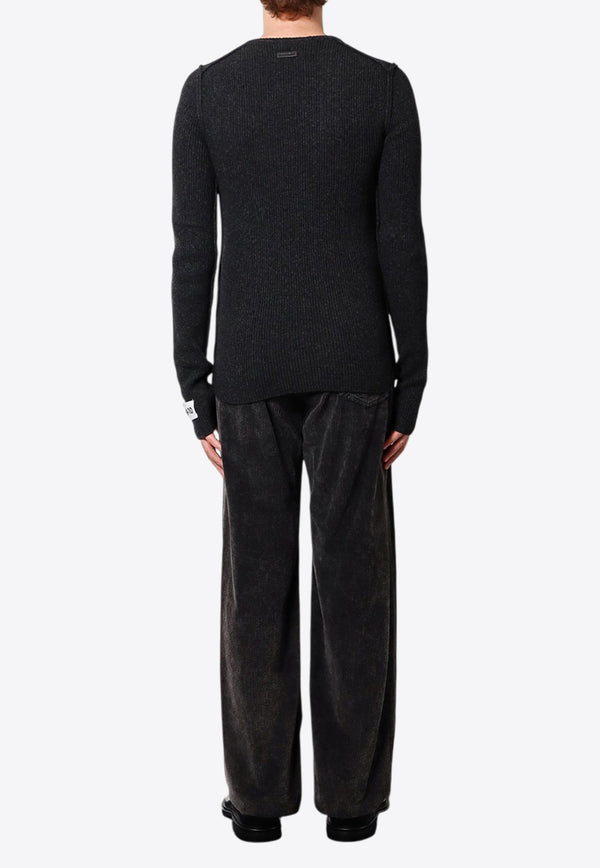 Dolce & Gabbana Ribbed Knit Wool Blend Sweater Gray GXX64TJFMDZ_S8292_Grey_29845120