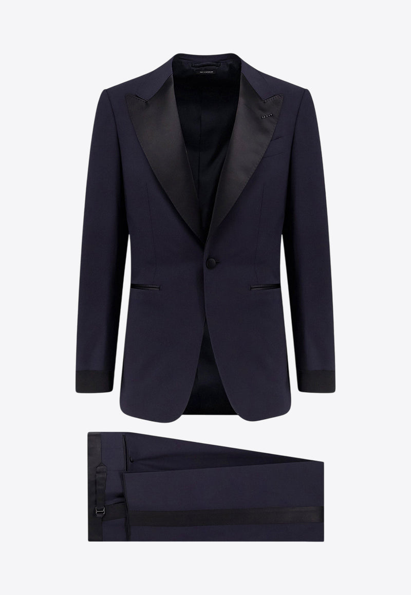 Tom Ford Satin Trim Single-Breasted Tuxedo Suit Navy 2ESPT1WES01UCA_INK_29839449