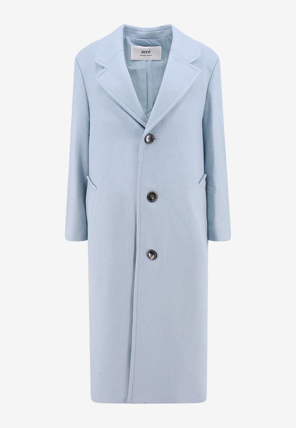 AMI PARIS Single-Breasted Wool Coat Sky Blue FC0307WV0016_468_Blue_29846960