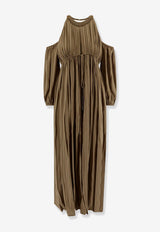 PINKO Allenatore Cold-Shoulder Striped Maxi Dress Green 104848A2GY_X26_Green_29842812