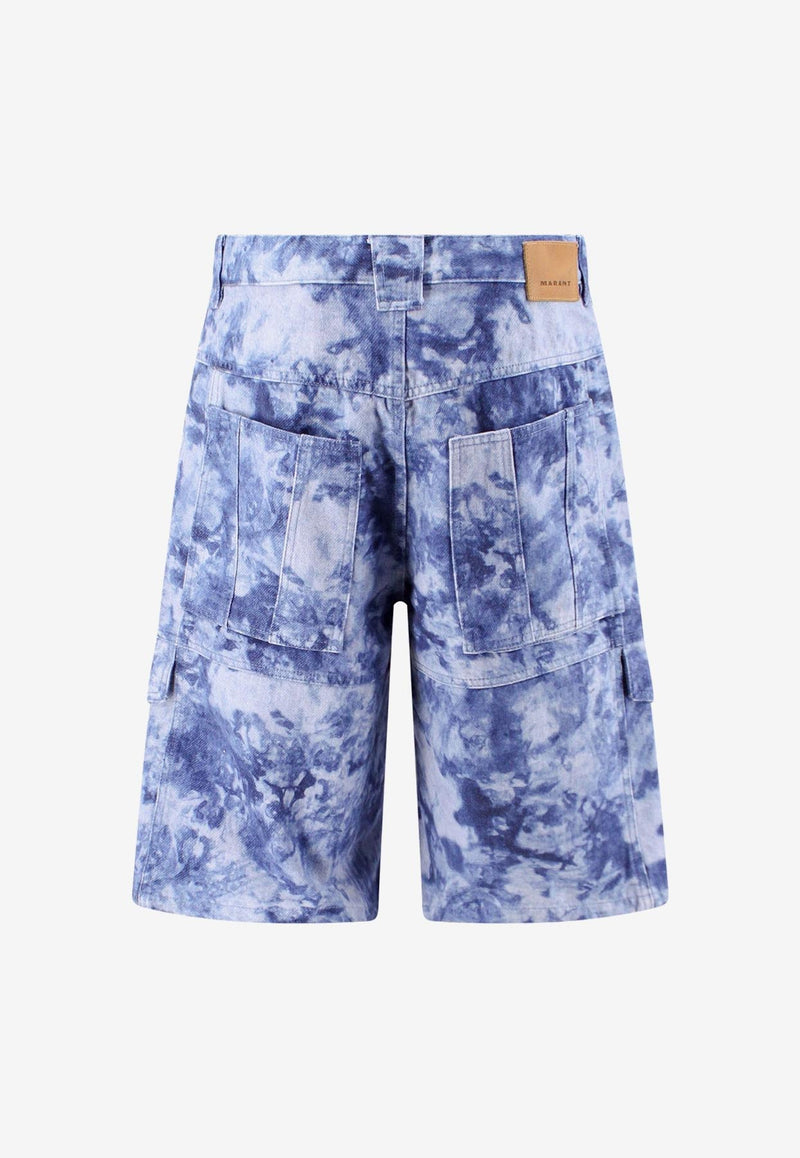 Isabel Marant Jemuel Tie-Dye Cargo Shorts Blue SH0045HAA1H31H_30BU_Blue_29841588