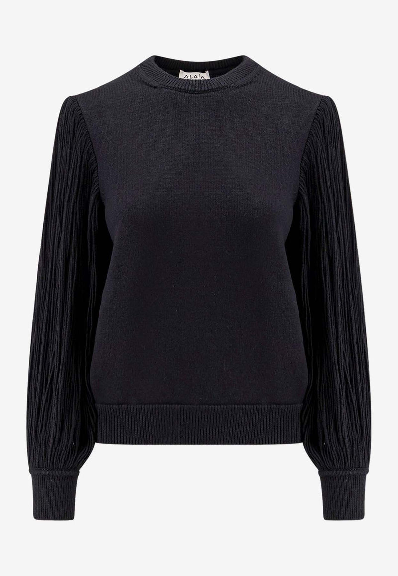 Alaïa Fringed Wool Sweater Black AA9S03196M902_995_Black_29838069