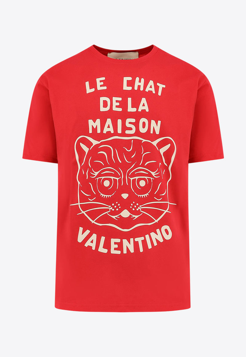 Valentino Le Chat De La Maison Printed T-shirt Raspberry 7V3MG16PB32BR3_Raspberry/burro_29844861