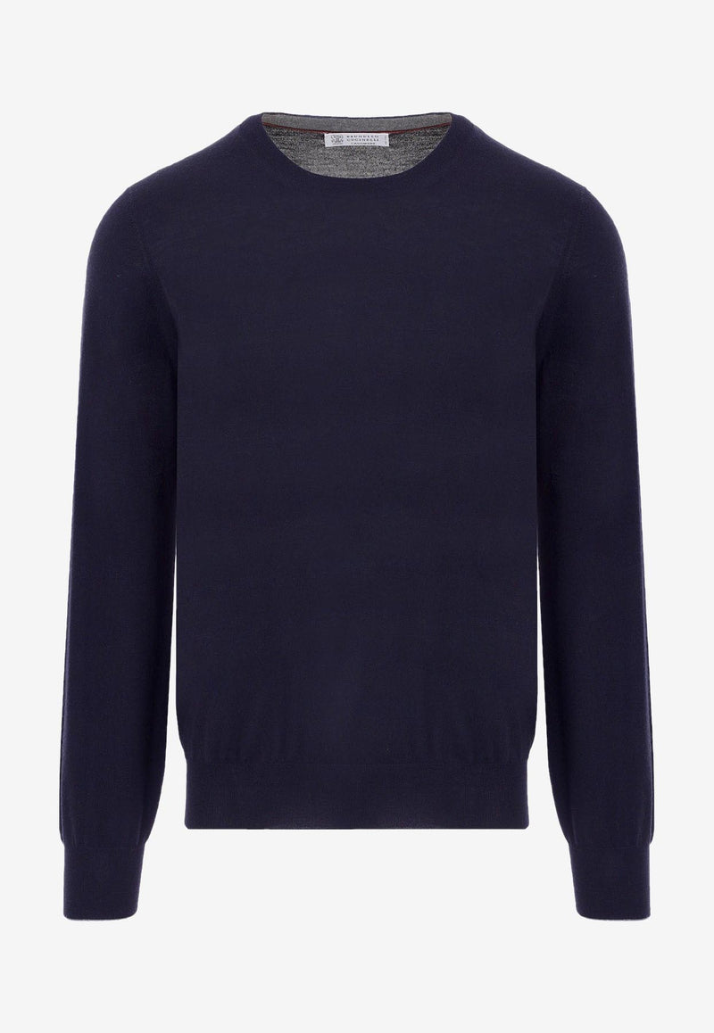Brunello Cucinelli Cashmere Silk Crewneck Sweater Blue M2300100_CW425_Blue_29842558