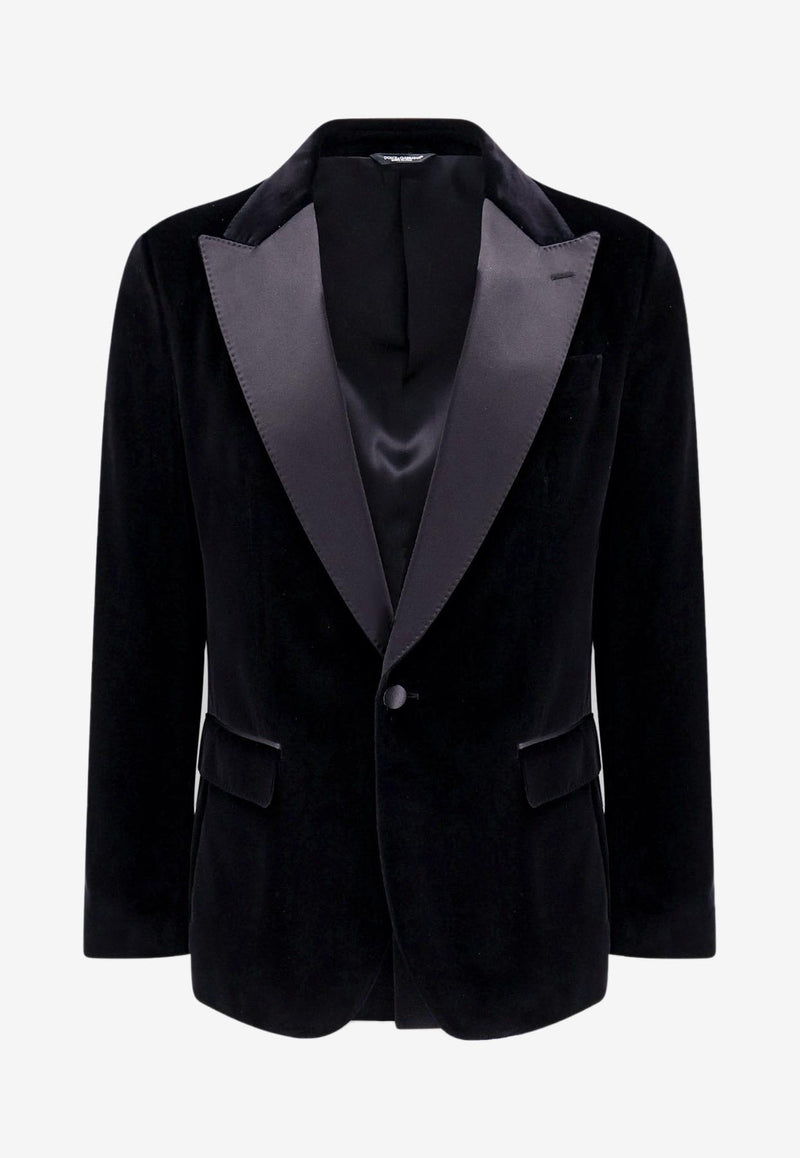 Dolce & Gabbana Single-Breasted Velvet Tuxedo Jacket Black G2TV9TFUVG7_N0000_Black_29844496