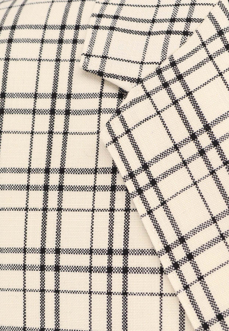AMI PARIS Madras Check Single-Breasted Blazer Cream HBV011WV0074_1360_White_29841837