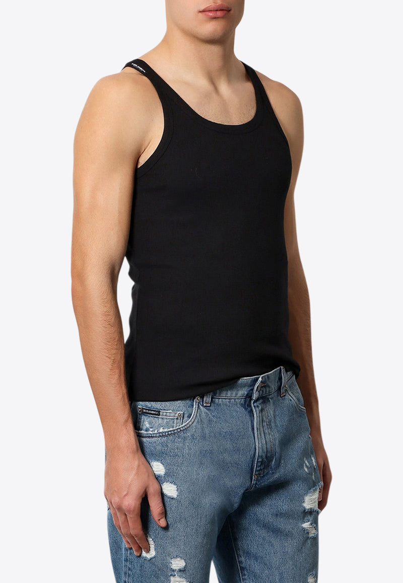 Dolce & Gabbana Logo Label Ribbed Tank Top Black M8C19JONN96_N0000_Black_29839554
