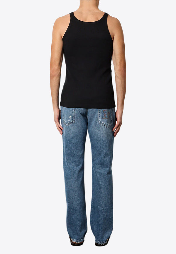 Dolce & Gabbana Logo Label Ribbed Tank Top Black M8C19JONN96_N0000_Black_29839554