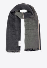 Brunello Cucinelli Cashmere Checked Scarf with Frayed-Edges Gray MSC606AV_CU929_Grey_29842748