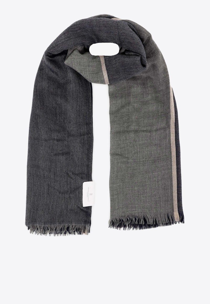 Brunello Cucinelli Cashmere Checked Scarf with Frayed-Edges Gray MSC606AV_CU929_Grey_29842748