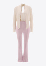Elisabetta Franchi V-neck Georgette and Crepe Jumpsuit Lilac TU04251E2_DO5_Purple_29846553