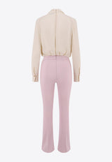 Elisabetta Franchi V-neck Georgette and Crepe Jumpsuit Lilac TU04251E2_DO5_Purple_29846553
