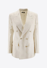 Tom Ford Striped Double-Breasted Wool-Blend Blazer White GI2971FAX1158_XECBL_White_29844528
