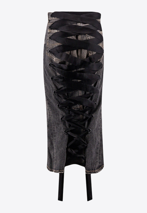 Balenciaga Intertwining Lace Midi Denim Skirt Gray 831713TSW67_1441_Grey_29847392