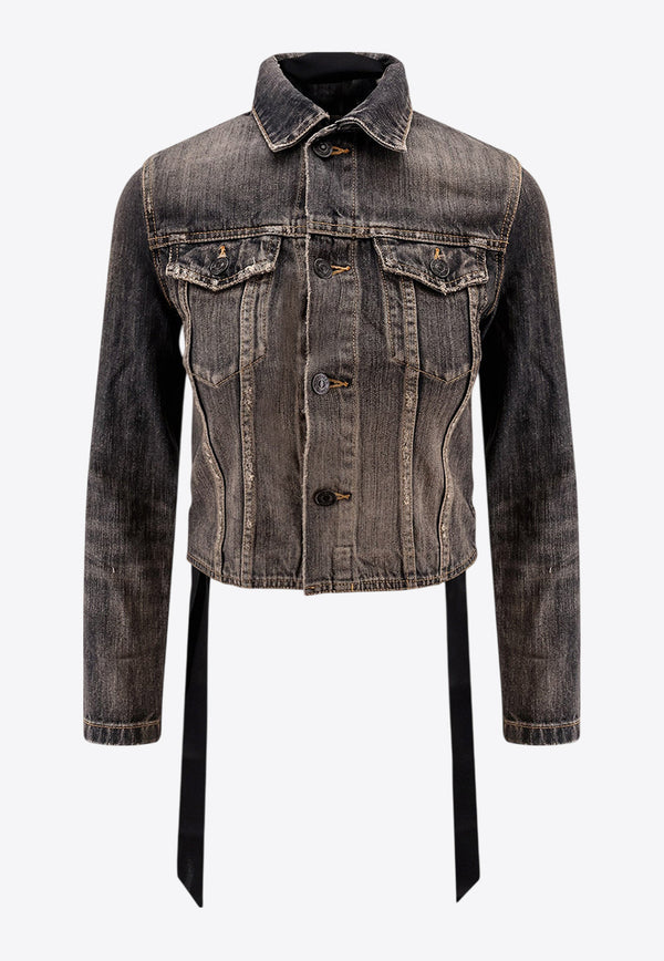 Balenciaga Intertwining Lace Cropped Denim Jacket Gray 831697TSW67_1441_Grey_29846014