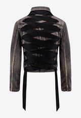 Balenciaga Intertwining Lace Cropped Denim Jacket Gray 831697TSW67_1441_Grey_29846014