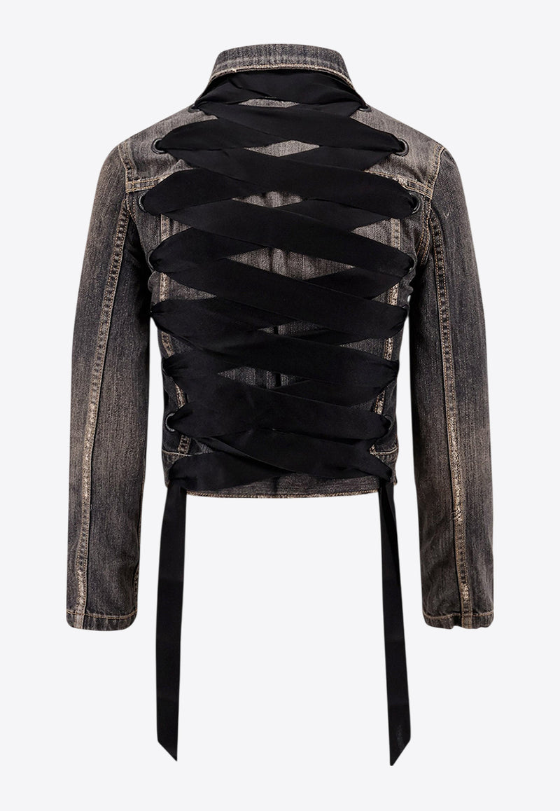 Balenciaga Intertwining Lace Cropped Denim Jacket Gray 831697TSW67_1441_Grey_29846014