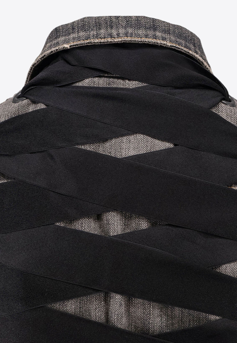 Balenciaga Intertwining Lace Cropped Denim Jacket Gray 831697TSW67_1441_Grey_29846014