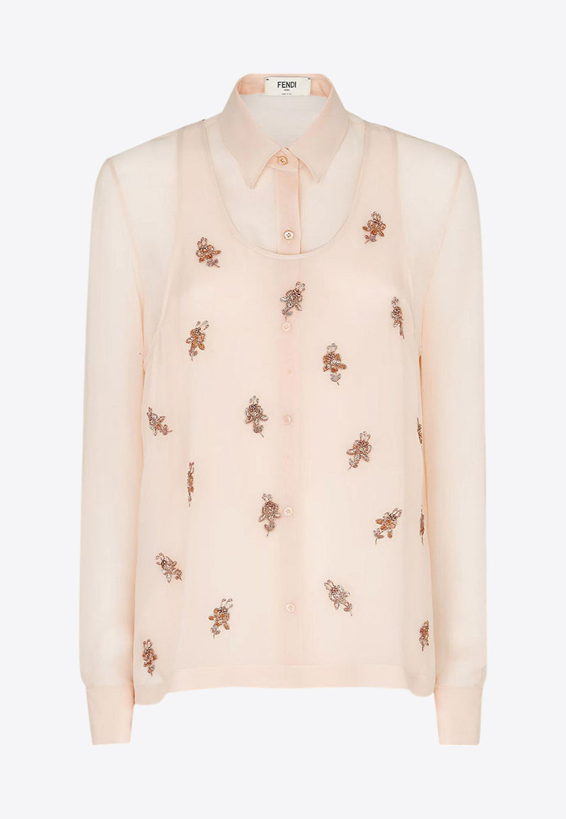 Fendi Floral Embellished Layered Top Pink FS8251AQ33_F1RX0_Pink_29851470