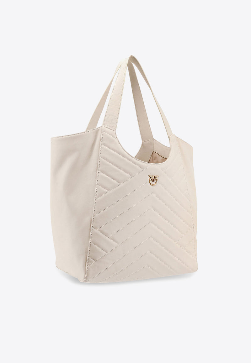 PINKO Quilted Leather Tote Bag Ivory 104536A2AO_Z14Q_BIA_29843840