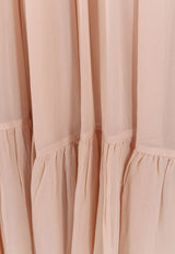 PINKO  Venturone Halterneck Maxi Chiffon Dress Beige 104688A2E9_D46_Natural_29839633