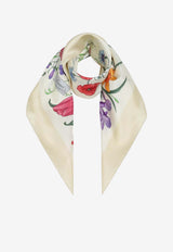 Gucci Floral Print Silk Twill Scarf  Yellow 8234863G001/S_GUC-7475