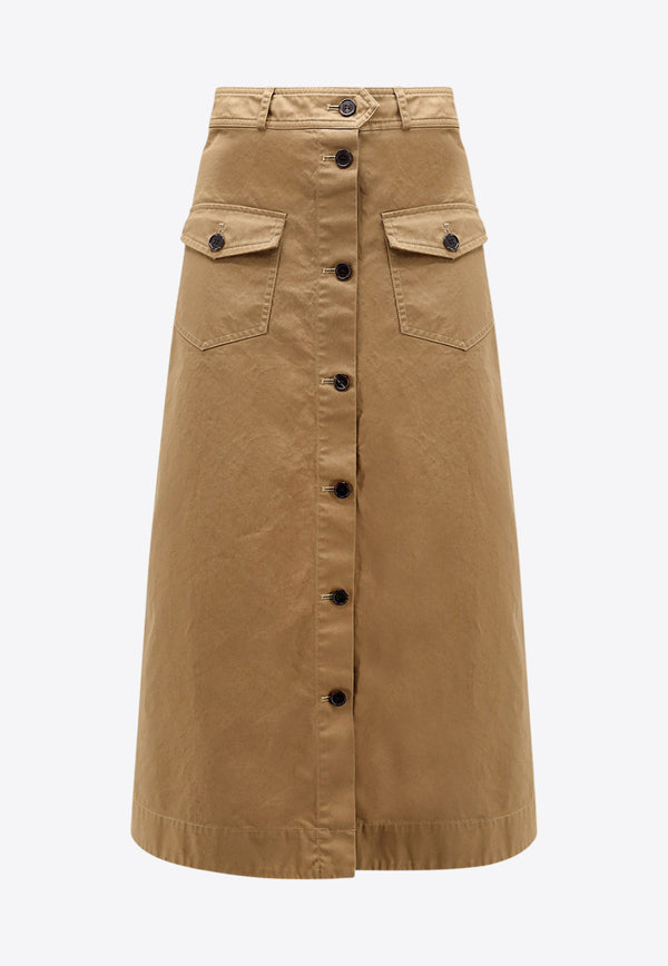 Saint Laurent Button-Up Midi Skirt Beige 817344Y04VY_2100_Beige_29851337