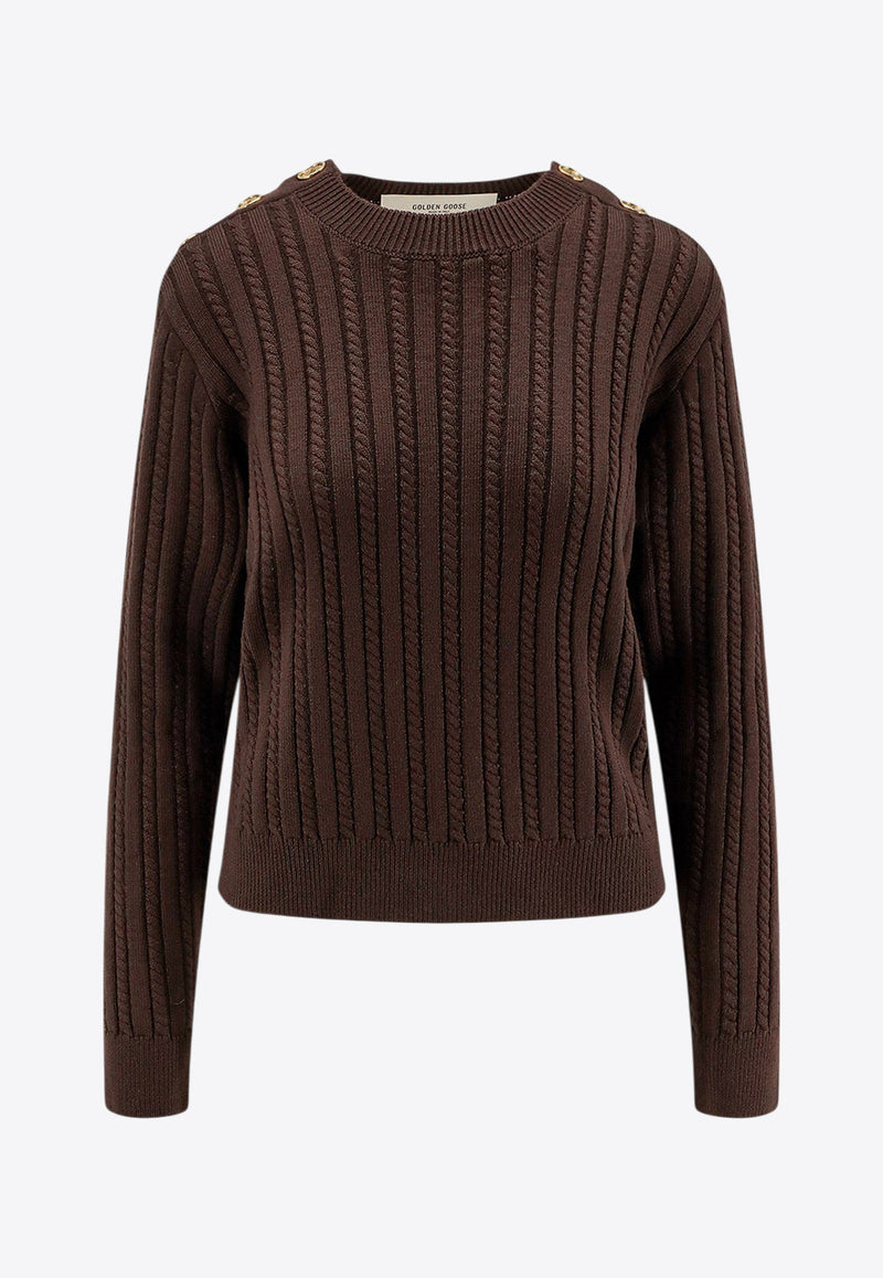 Golden Goose DB Cable-Knit Crewneck Sweater Brown GWP02467P00211090108_TURKISH COFFEE_29857232