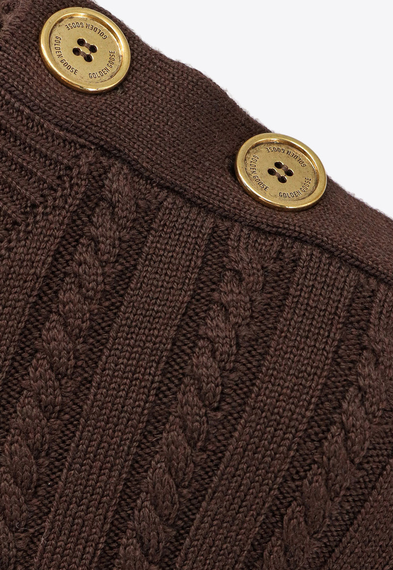 Golden Goose DB Cable-Knit Crewneck Sweater Brown GWP02467P00211090108_TURKISH COFFEE_29857232