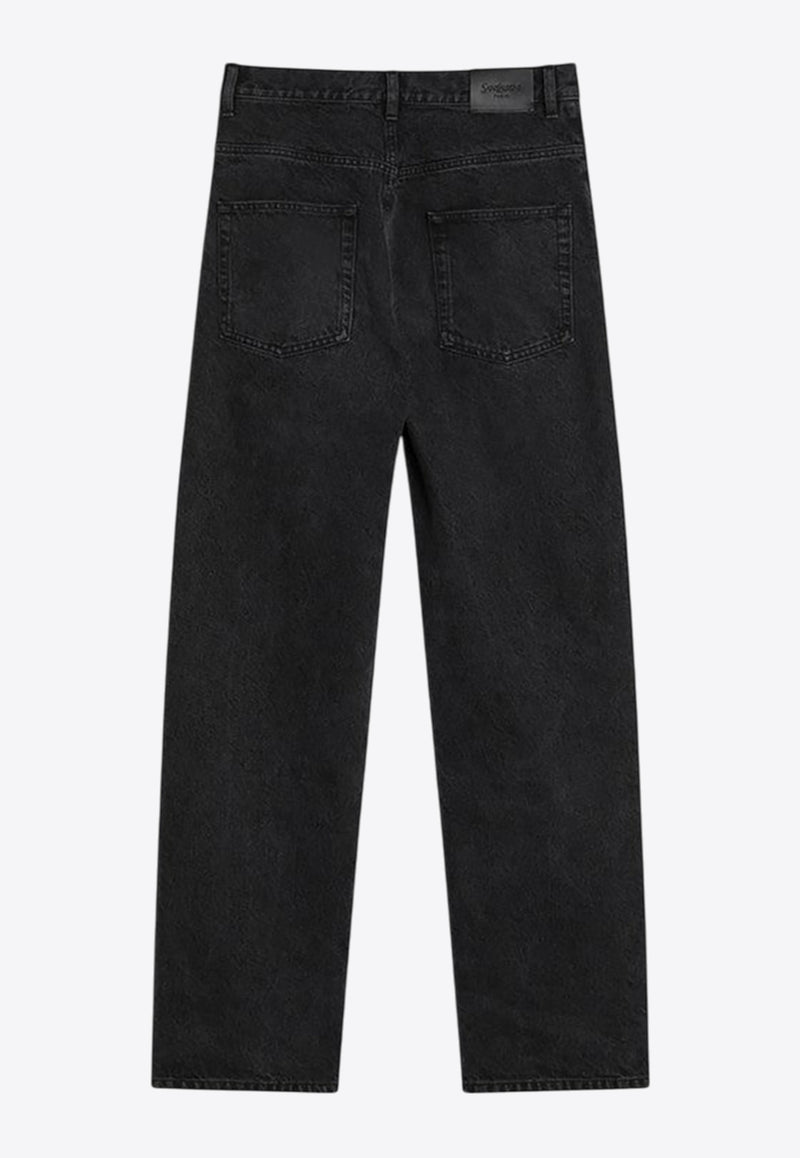 Saint Laurent Straight-Leg Washed Jeans Black 824083Y06CA/Q_YSL-1319