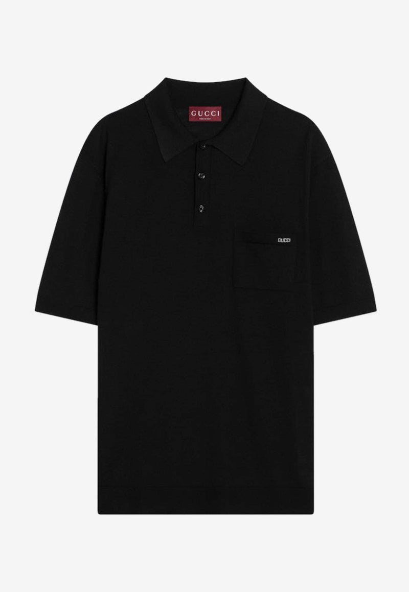 Gucci Logo Wool Polo T-shirt Black 824124XKEP1/Q_GUC-1070