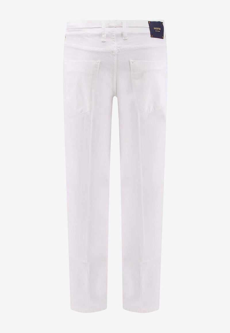 Incotex Logo Patch Straight-Leg Pants White BDPX000100530_111_White_29847152