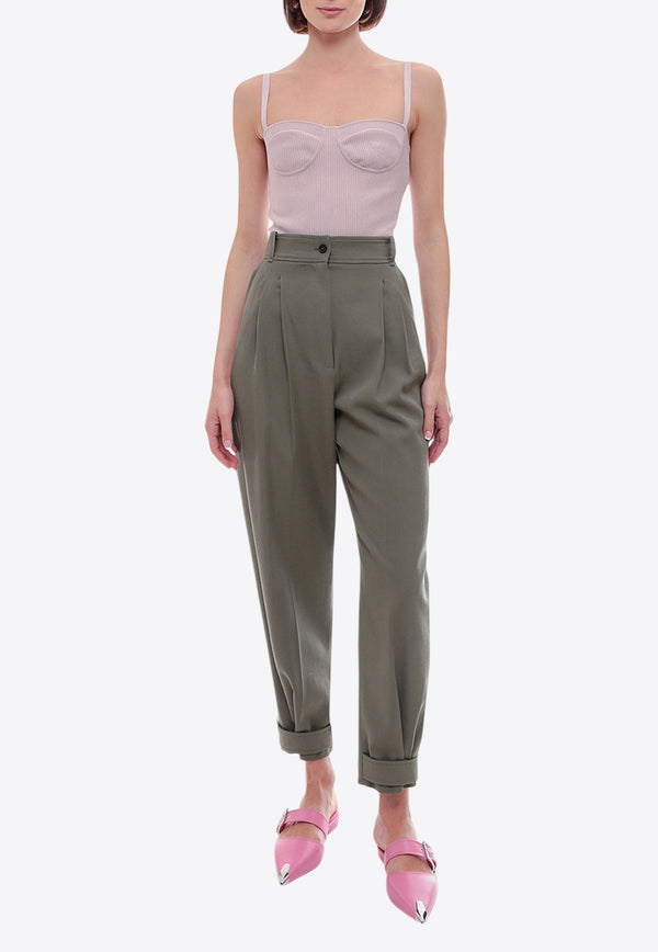 Alexander McQueen Rib-Knit Bustier Sleeveless Top Pink 734589Q1A5K_5093_Pink_29857009