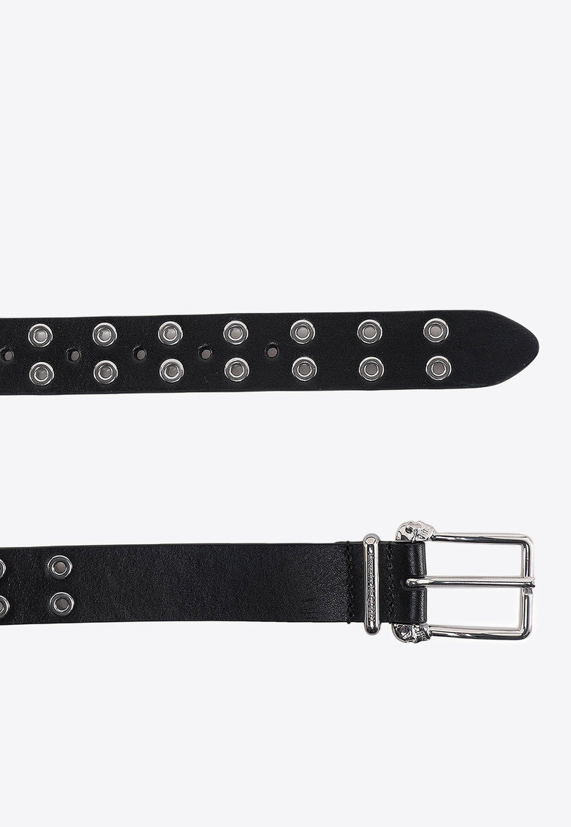 Alexander McQueen Twin Skull Leather Thin Belt Black 5508781AALV_1000_Black_29856864