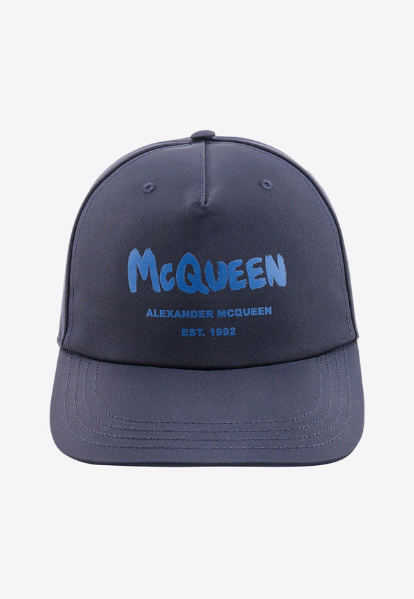 Alexander McQueen Graffiti Logo Print Baseball Cap Blue 6677784404Q_4169_Blue_29856756