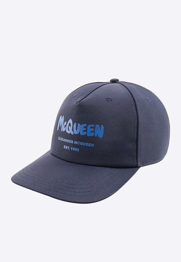 Alexander McQueen Graffiti Logo Print Baseball Cap Blue 6677784404Q_4169_Blue_29856756