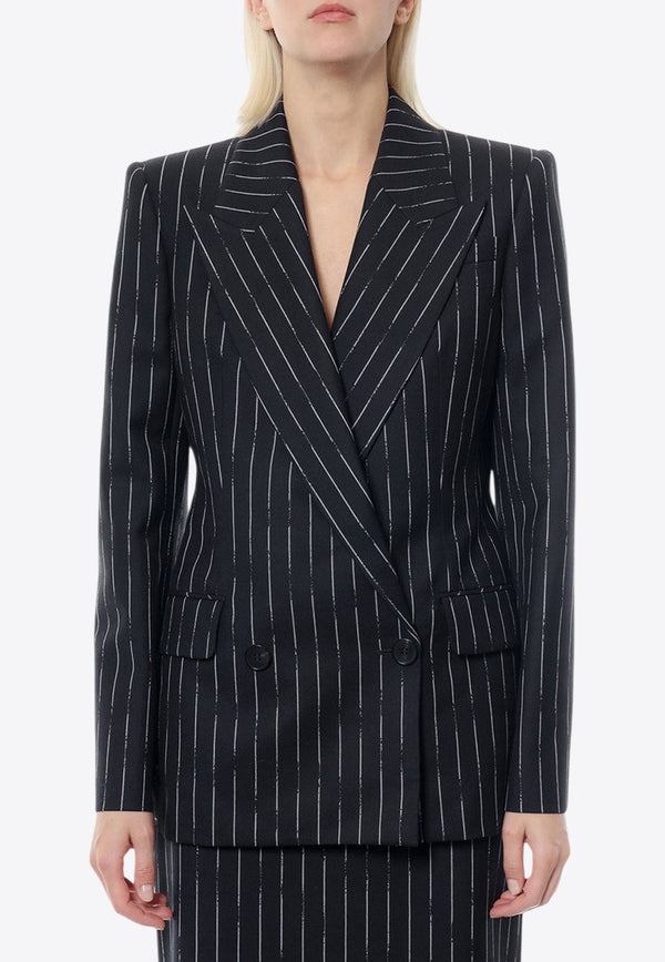 Alexander McQueen Double-Breasted Broken Pinstripe Wool Blazer Black 768496QJADN_1090_Black_29857223