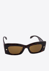 Alexander McQueen Spike Studs Rectangular Sunglasses Brown 760621J0749_2305_Brown_29857079